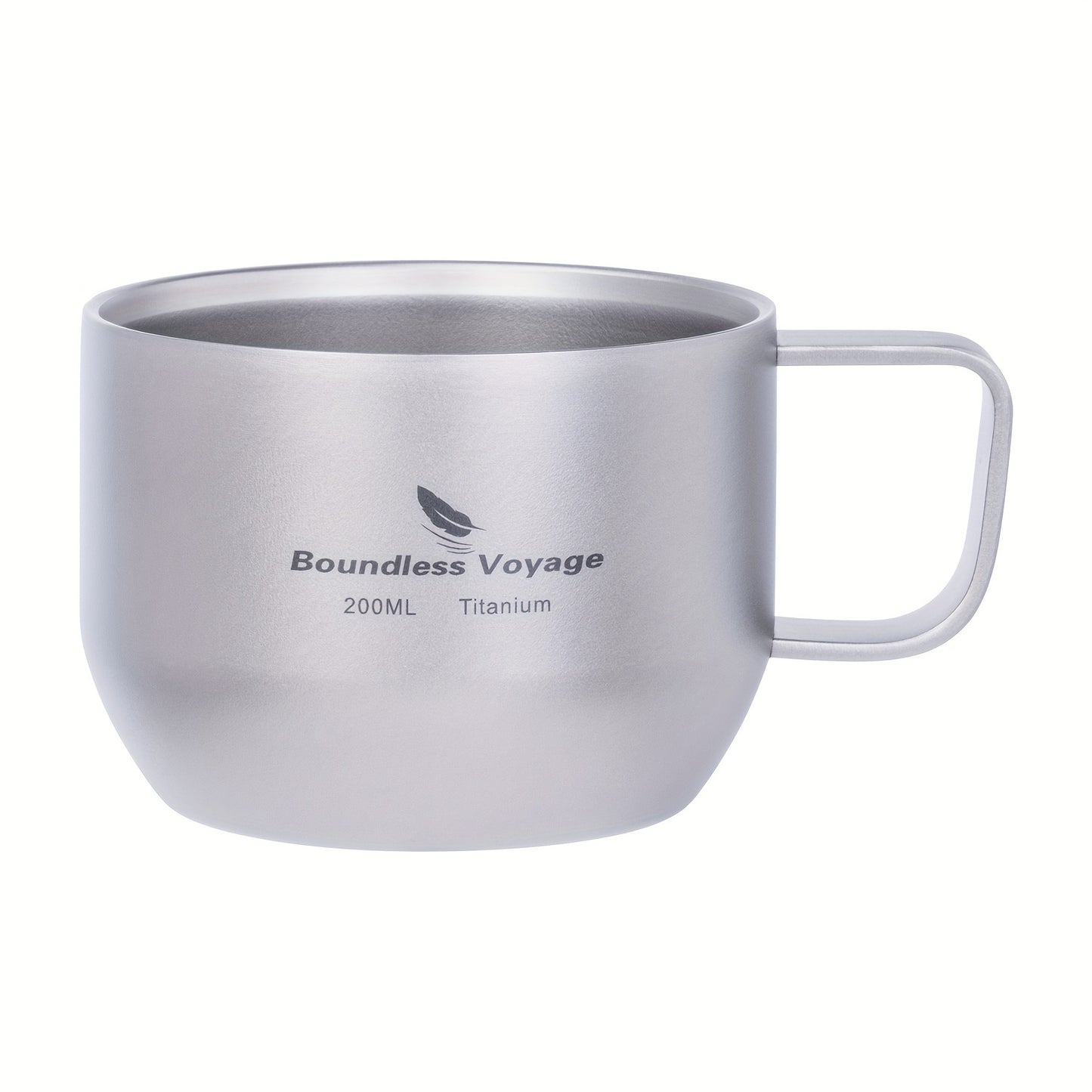 Boundless Voyage 200ml Titanium Double Wall Mug – Ultralight, Durable, Portable Coffee Cup with Handle for Travel, Camping & Outdoor Adventures, Travel Coffee Mug | Modern Minimalist Mug | Titanium Construction, Coffee Trav