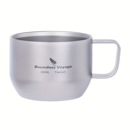 Boundless Voyage 200ml Titanium Double Wall Mug – Ultralight, Durable, Portable Coffee Cup with Handle for Travel, Camping & Outdoor Adventures, Travel Coffee Mug | Modern Minimalist Mug | Titanium Construction, Coffee Trav