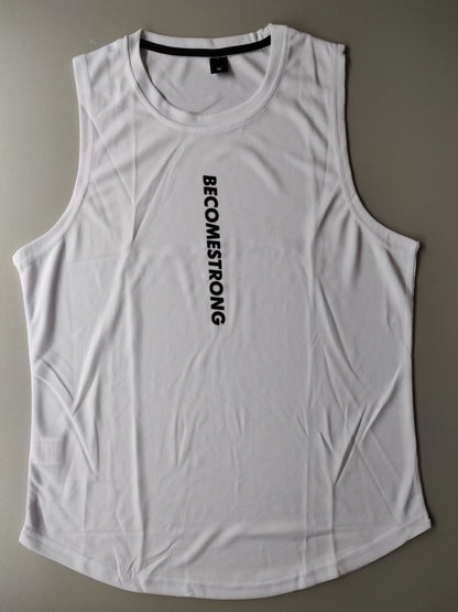 Letter Print Comfy Breathable Tank Top, Men's Casual Stretch Sleeveless T-shirt For Summer Gym Workout Training Basketball