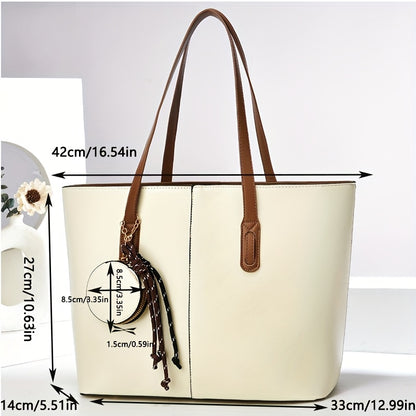 Large Capacity Vintage-Style Synthetic Tote with Fixed Shoulder Strap, Zipper Closure & Polyester - Coffee Brown, Multiple Pockets, Adjustable Shoulder Strap, Hand Washable - Ideal for Everyday Use, Small Purse