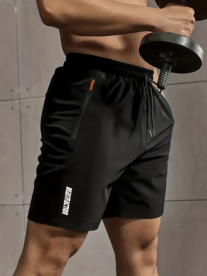 Men'S Summer Casual Shorts, New Fashion Loose Fit Sports Running Fitness 5/4 Pants, Polyester, Zipper, Print Pattern, Slight Stretch Fabric, 120g/m², Woven, with for Men