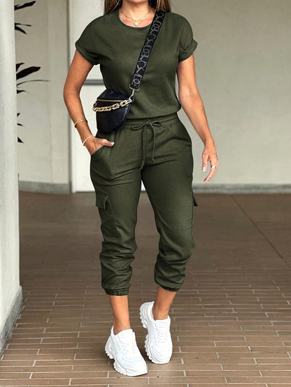 European and American Short Sleeve Jumpsuit