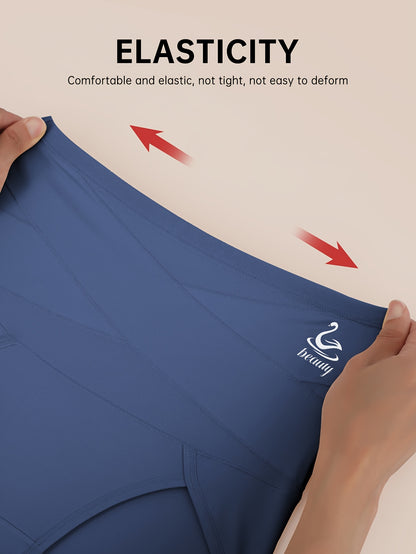 4pcs QUASTI High Support Women'S Adjustable Briefs - Tummy Tucking & Hip Lifting, Breathable & Comfortable, Cross Waistband Design with Swan Logo, S-XXL, Daily Wear Trousers, Comfortable Underwear | Stylish Undergarment | Com