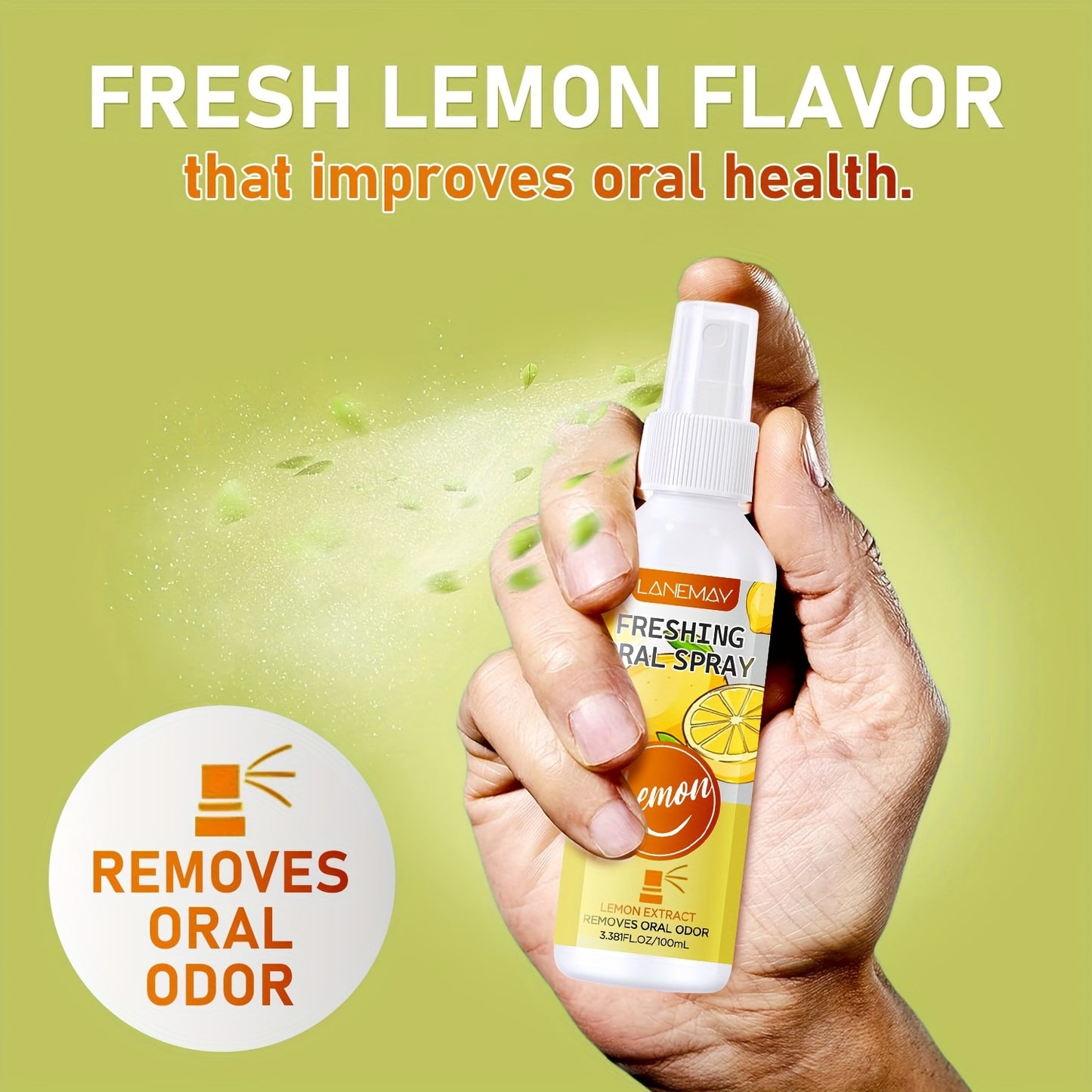 Lanemay Lemon Freshening Oral Spray with Mint - Paraben-Free, Soothes Dry Mouth, Freshens Breath, Leaves Mouth Feeling Clean - Ideal for Dry Mouth & Fresh Confidence, Breath Freshening Spray | Lemon Mint Flavor | Soothing Ora