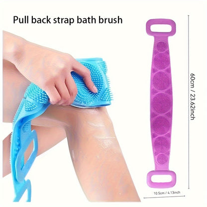3pcs Green Purple Blue Mixed Set Body Sponge Silicone Brush Bath Towel Scrub Back Massage Shower Extension Light Beige Cleansing Brush