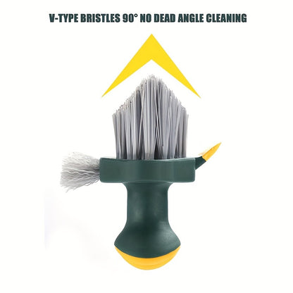 1pc 3-in-1 Gap and Floor Cleaning Brush - Durable Plastic Material, Portatile Design for Bathroom, Kitchen & Living Room Use with Glass Scraper Triple-Sided Grooved Head Multi-Purpose Commercial Tool, Bathroom Cleaning Suppli