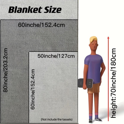 1pc Throw Blanket with Tassels, Bubble Textured Lightweight Throw Blanket for Couch Bed Sofa Home Decor