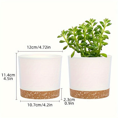 4pcs, 12.7 cm Flower Pots, Indoor Plant Pots with Drainage Holes and Removable Base, Saucer Style Modern Decoration for Outdoor Garden Planters