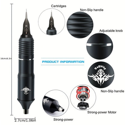 1 Set Wireless Tattoo Pen Machine Kit, Complete Tattoo Kit, Tattoo Gun With Cordless Tattoo Power Supply, 10pcs Tattoo Cartridge Needles, For Beginner And Tattoo Artists