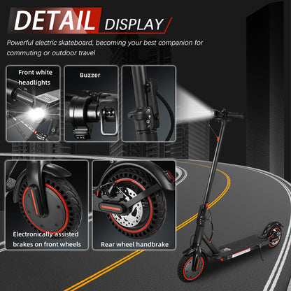 8.5-Inch Adult Electric Scooter, 350W Motor, Foldable Pedal Bike with LED Display And Headlights, 10.4Ah Battery, Maximum Range 21 Miles, Maximum Load Capacity 120Kg, Electric Scooter with Phone Holder And Lock, 3 Speed Modes