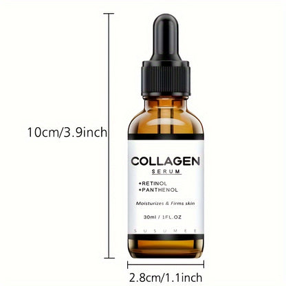 Collagen Serum For Face, With Retinol & Panthenol, Cooperate Well With Hyaluronic Acid & Vitamin C, Increase Skin Elasticity And Hydration, Firming Moisturizing Essence For Men And Women 1Fl.Oz/30ml