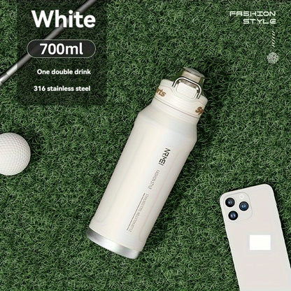 NRMEI Stainless Steel Water Bottle - 12-Hour Heat Retention, 24-Hour Cold Retention, Leak-Proof & BPA-Free with Portable Handle and Dual Drinking Cups, Perfect for Outdoor Cycling, Camping, Hiking, Valentine's Day, Mother's D