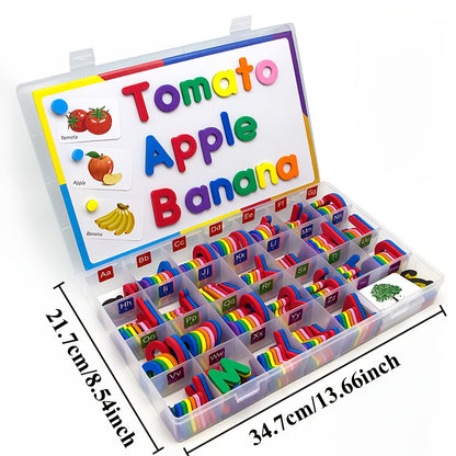 208pcs Colorful Magnetic Spelling Letters, Including 2 Sets of 26 Uppercase Letters And 6 Sets of 26 Lowercase Letters