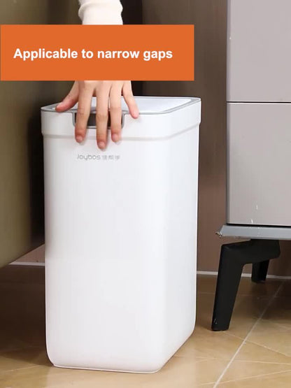 Joybos 2pcs White Narrow Slit Plastic Trash Can with Lid, Large Capacity, Simple Design Bathroom Waste Bin, Easy to Use Home Essential Garbage Basket