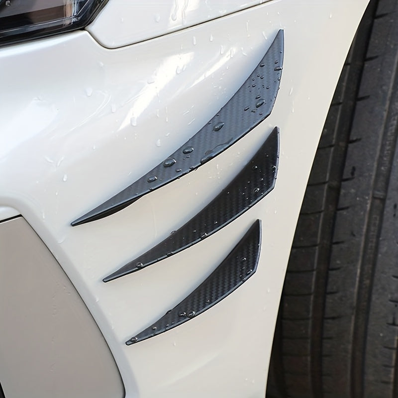 6pcs Racing carbon fiber pattern spoiler kit, car bumper collision protection paint rubber decoration