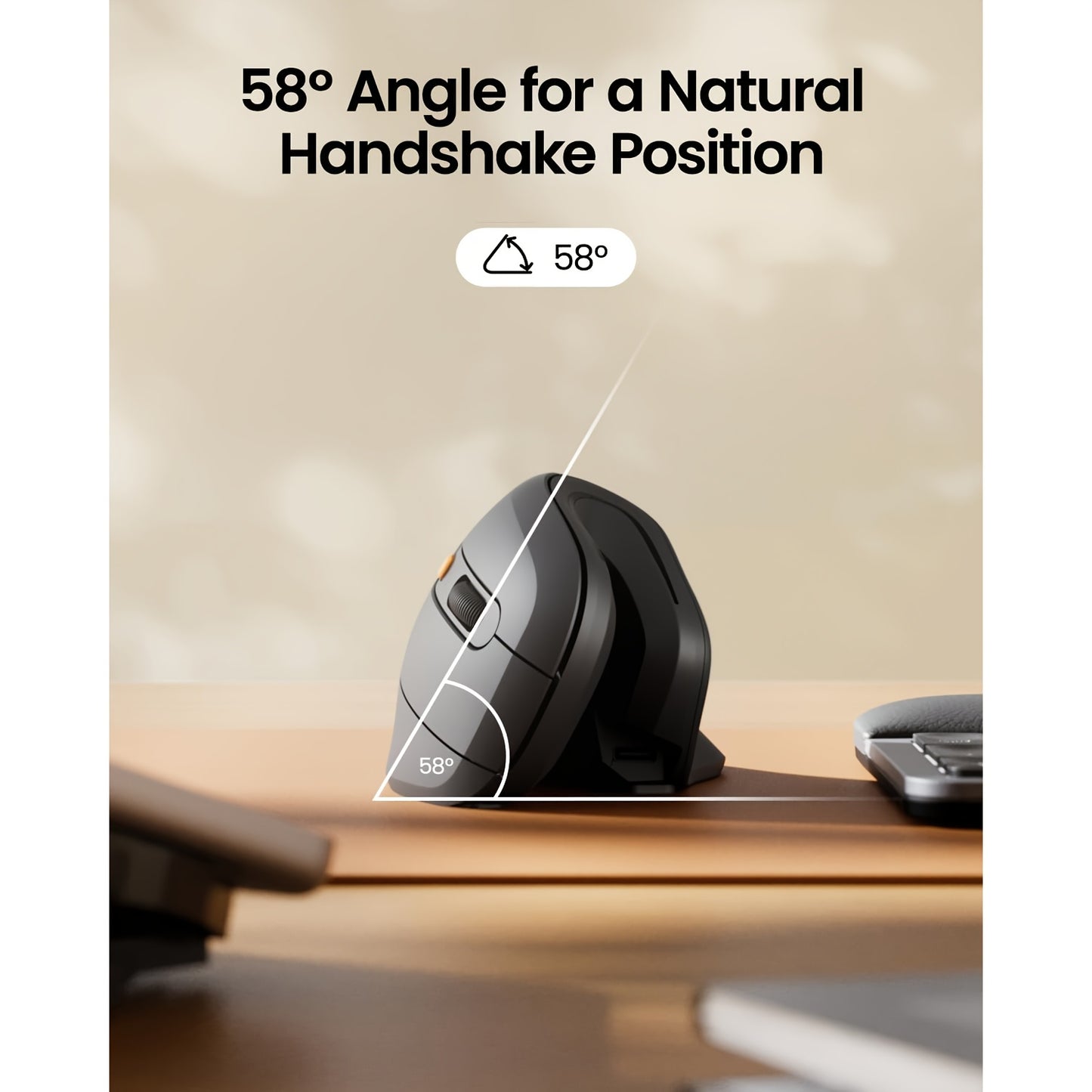 Ergonomic Vertical Mouse, BT Rechargeable Mouse Wireless, Ergo Mouse With 3 Multi-Device For PC/Notebook/Laptop, 2.4GHz Optical Mouse For Windows, Mac OS