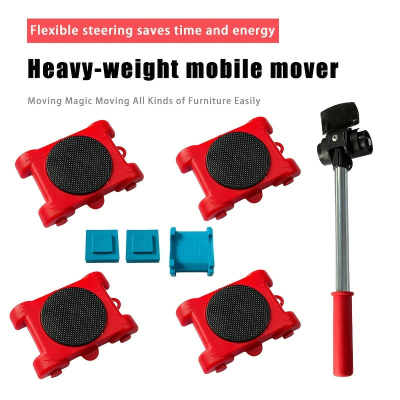 Eight-piece Furniture Moving Tool Set - 158.76 KG Load Capacity - Heavy-duty Steel Furniture Moving Tools, Easy Relocation and Moving Solutions - No Electricity Required, Durable and Reliable 360-degree Movement Tool for Home
