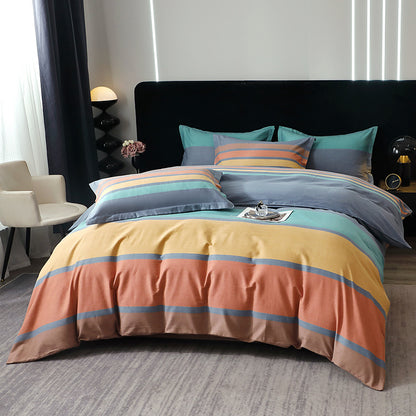 3pcs, New Minimalist Pure Cotton Three-Piece Set, 1*Duvet Cover + 2*Pillowcases, Soft and Comfortable, Machine Washable, Suitable for Bedroom, Guest Room, Dormitory, All-Season Use, Guest Room Essentials, Pillowcase And Duvet