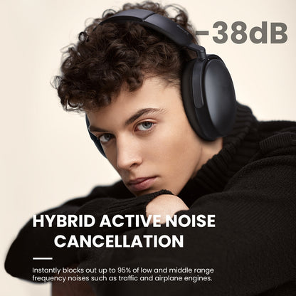 SuperEQ A200 Wireless Wireless 5.4 Headphones Hybrid Active Noise Canceling Over Ear Headset Hi-Res Audio 6-Mic AI ENC 100hrs Playtime APP Control