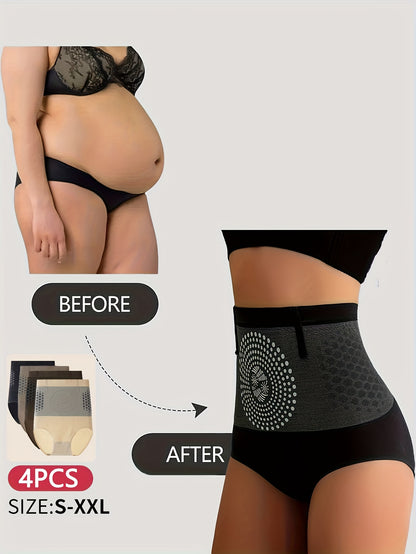 4pcs High-Waist Tummy Control Shapewear Panties for Women, Waist Trainer Butt Lifter Belly and Thigh Reducer Body Shaper, Belly Toning Panties, Thigh Sculpting Briefs, Seamless Shapewear, Sculpting Lingerie, Lightweight Shape