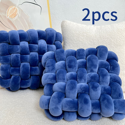 2pcs Knot Throw Pillow Soft Throw Pillow Home Decoration Cushion Square Office Knotted Plush Throw Pillow Cushion For Living Room Bedroom Sofa Couch Living Room Home Decor