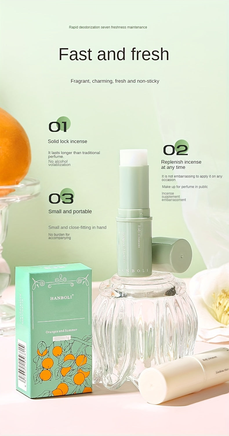 Hanboli Herbal Scented Alcohol-Free Solid Stick Perfume for Adults - Floral Fragrance Note, Fresh Body Cream, Portable & Elegant - Perfect Gift for Girls