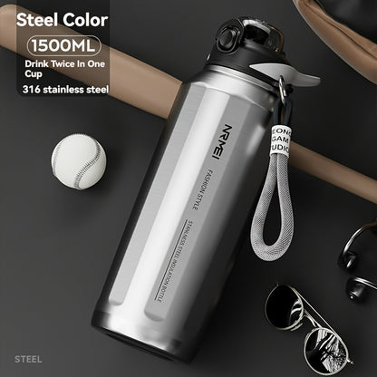 A 1500Ml Stainless Steel Thermos That Keeps Drinks Cold for 24 Hours, Is Leak-Proof, And Free of BPA, Featuring a Portable Handle. It'S an Ideal Gift for Outdoor Activities, Camping, Hiking, And Perfect for Valentine'S Day, M