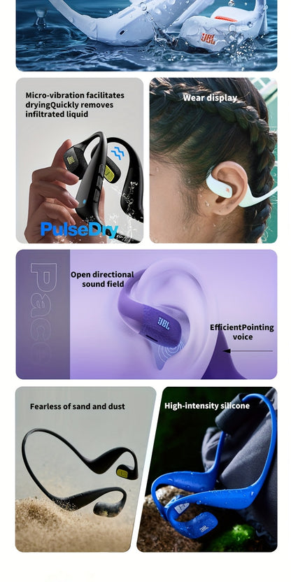 JBL PACE True Wireless Open-fit Sports Earphones, ear-hook style for running and exercise, ultra-long battery life, essential for outdoor hiking and travel, comfortable to wear, built-in microphone, enhanced bass headphones,