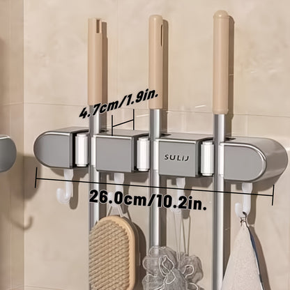 1pc, Multi-functional Mop Holder, Punch-free Wall-mounted Hooks, Mop Clip, Mop Rack, Broom Clip, Garden Tool Organizer, Towel Rack, Non-slip, Useful Tools, Cleaning Tools, Cleaning Supplies, Household Gadgets