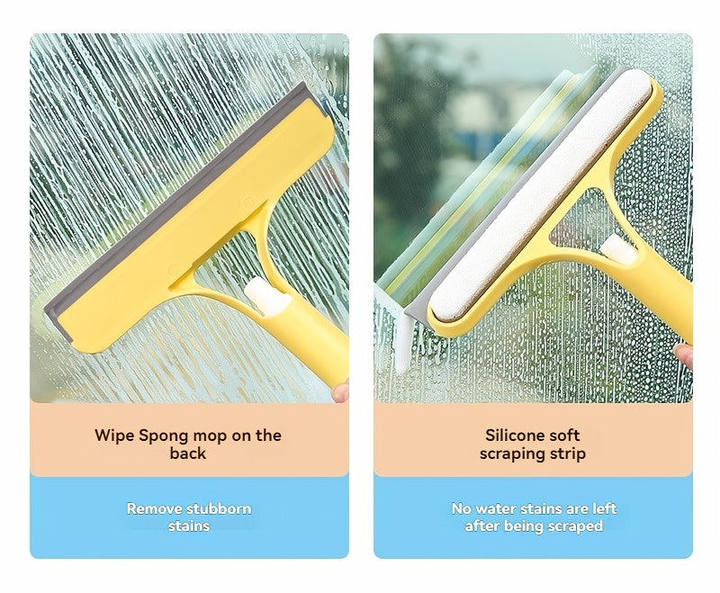 3-In-1 Multi-Functional Glass Cleaning Tool with Sprinkler, Polypropylene (PP) Plastic, for Bathroom, Kitchen, Living Room, Bedroom, Toilet - Efficient Mirror And Window Scraper