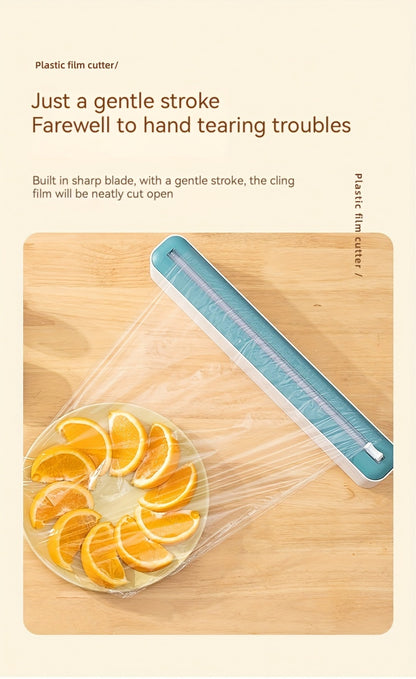 1pc Plastic Film Cutter, Fresh Film Cutter Dispenser, Refrigerator Magnetic Plastic Film Universal Cutting Box, Magnetic Refillable Plastic Packaging Dispenser With Cutter, Kitchen Tin Paper Cutting, Kitchen Tools