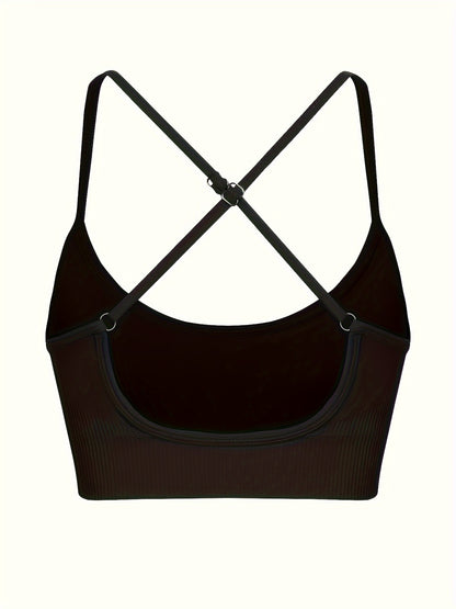 3 pcs Breathable Criss Cross Sports Bra for Women - Sleeveless Yoga Crop Top with Adjustable Straps - Perfect for Fitness and Activewear