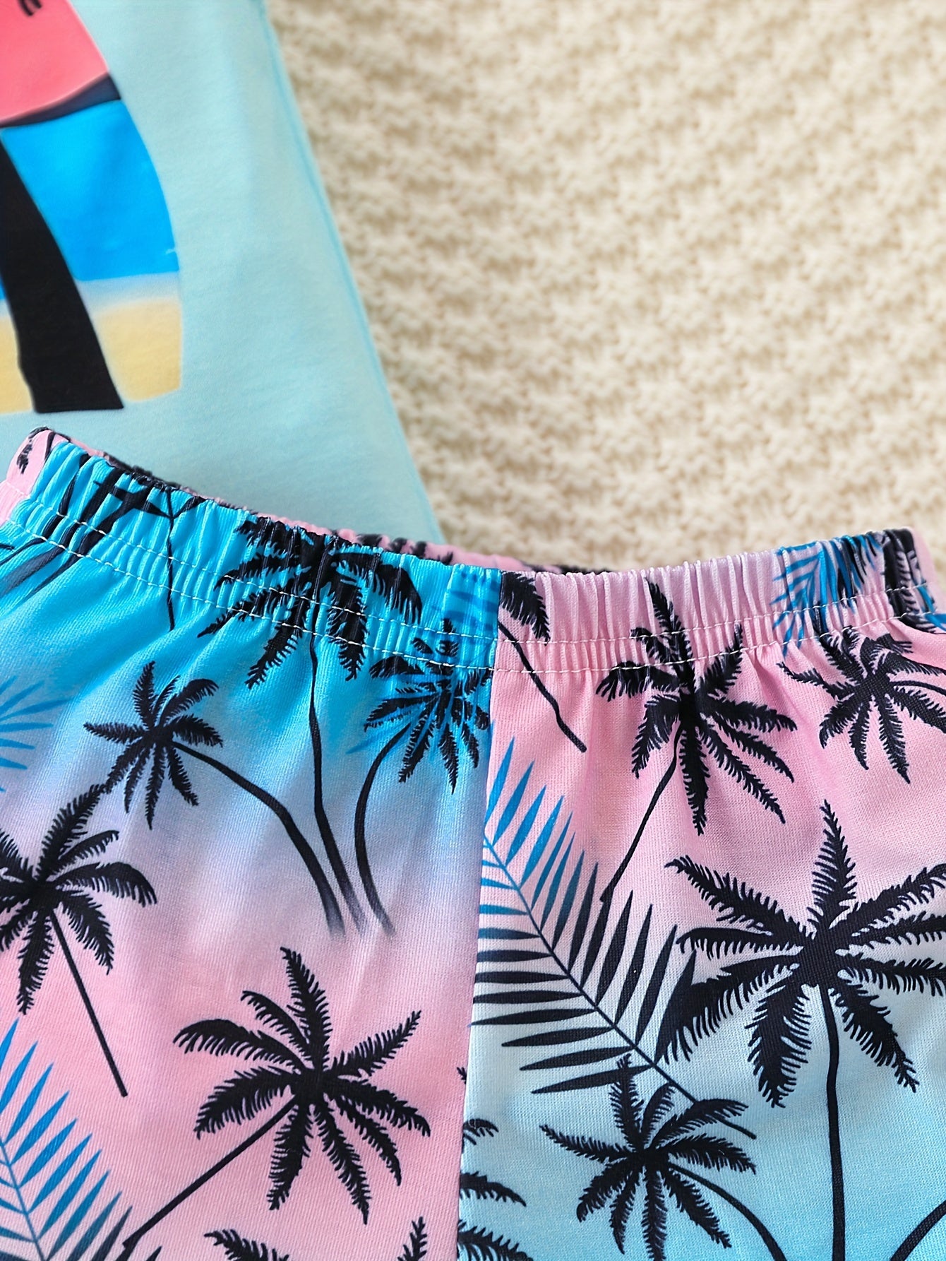 Boy's Coconut Trees Casual Outfit Round Neck Tank Top & Shorts Comfortable Breathable For Summer Kids Clothes Sets, Ideal For Daily & Outdoor Wear