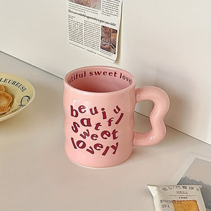 1pc WhimsyCraft Cartoon English Ceramic Mug, Multipurpose, Insulated Reusable Coffee Cup, Dishwasher Safe, for Men and Women, Ideal Birthday Gift