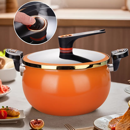 7L Large Heavy-Duty Iron Stock Pot & Dutch - 26cm/10" Multi-Functional Cooker with Lid, Sturdy Black/White/Golden/Brown/Teal/Gray/Green Exteriors, Compatible with / Stoves for Boiling, Simmering, Steaming, Frying