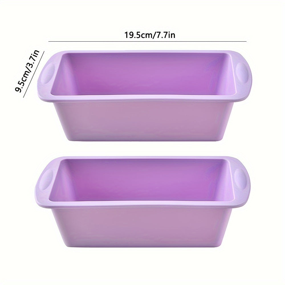 2pcs, Silicone Loaf Pan, Non Stick Easy Release Rectangle Silicone Cake Pan For Baking Bread, Flexible BPA Free Silicone Baking Mold And Bread Mold, Toast Pan, Brownie Loaf Pan, Cake Mold