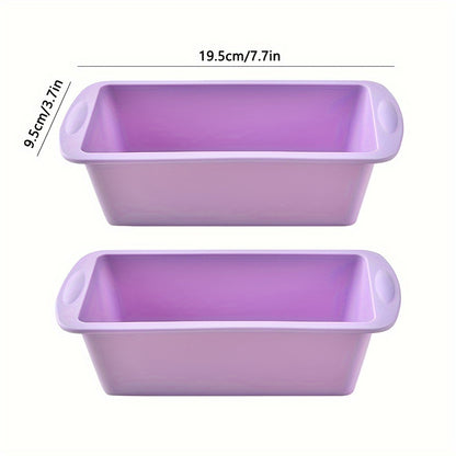 2pcs, Silicone Loaf Pan, Non Stick Easy Release Rectangle Silicone Cake Pan For Baking Bread, Flexible BPA Free Silicone Baking Mold And Bread Mold, Toast Pan, Brownie Loaf Pan, Cake Mold