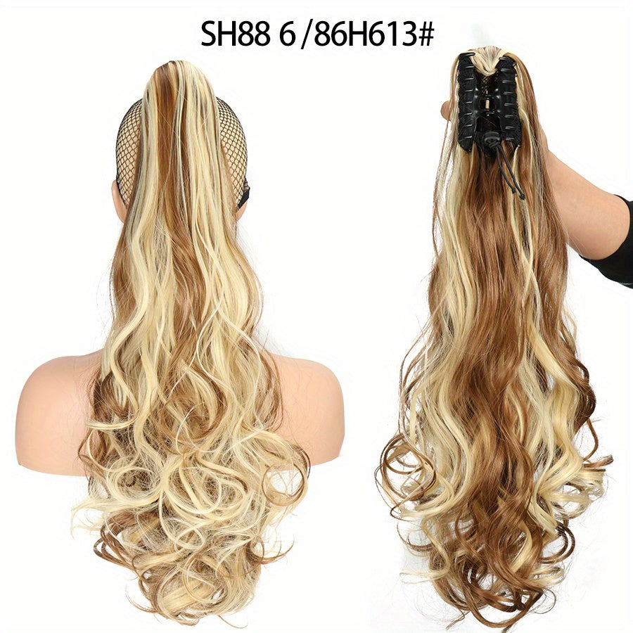 Long Wavy Ponytail Extensions - 55.88 cm Claw Clip In Synthetic Hair Piece For Women - Add Volume And Style To Your Hair Halloween Christmas