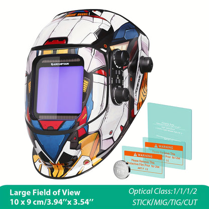 Máscara de soldadura com ecrã de visualização ampla, ARCCAPTAIN, com escurecimento automático True Color.
