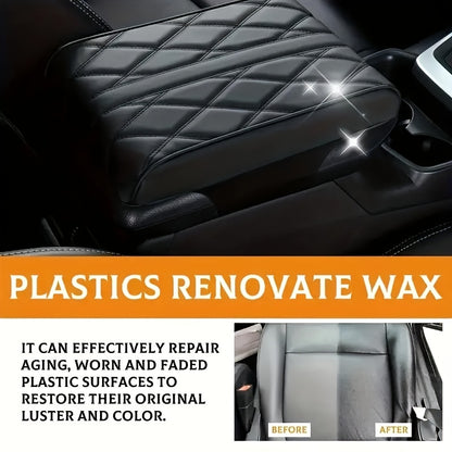 Car Interior Wax, Leather Care Cream, Dashboard Polish, Seat Cushion Renovator, Enhances Plastic & Leather Repair, Anti-Aging & Whitening, for Wood-Plastic Composite, Auto Maintenance & Interior Decor Care Product, Plastic Pa