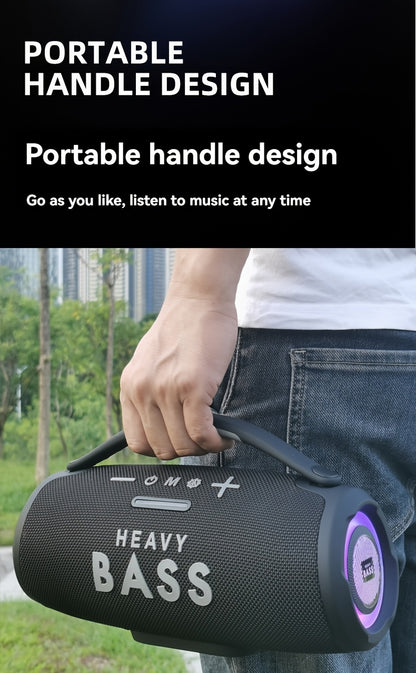 HEAVY BASS 30W Wireless Speaker with Subwoofer, USB-C Charging, Wireless, Built-in Mic, Portable PA System for Home Theater, Camping, Parties - Compatible with PC, Tablet, Smartphone, USB Drive - Ideal for DJs, Presentations,