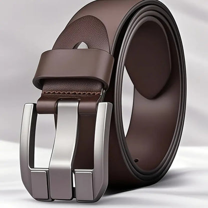 Men'S Genuine Leather Belt with Alloy Buckle - Heavy-Duty, Sweat-Resistant, Formal & Casual Belt for Big Waist - All-Season Everyday & Special Occasion Belt - Durable Metal Buckle Closure - Ideal for Jeans, Dresses, Business
