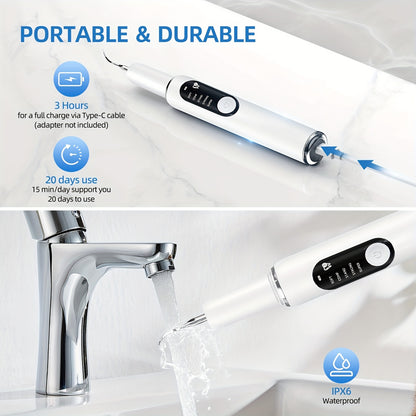 Escova de dentes elétrica com luz LED, 2 cabeças de substituição, 5 modos ajustáveis ​​​​- Solução de higiene oral rápida, prática e eficiente, acessórios metálicos incluídos, cuidados diários de higiene oral | Design moderno de escova de dentes