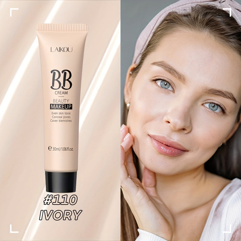 LAIKOU Waterproof BB Cream Full Coverage Concealer, Natural/Ivory/Tan 30ml, Long Lasting Foundation Make Up, Oil Control, Even Skin Tone, Hide Pores