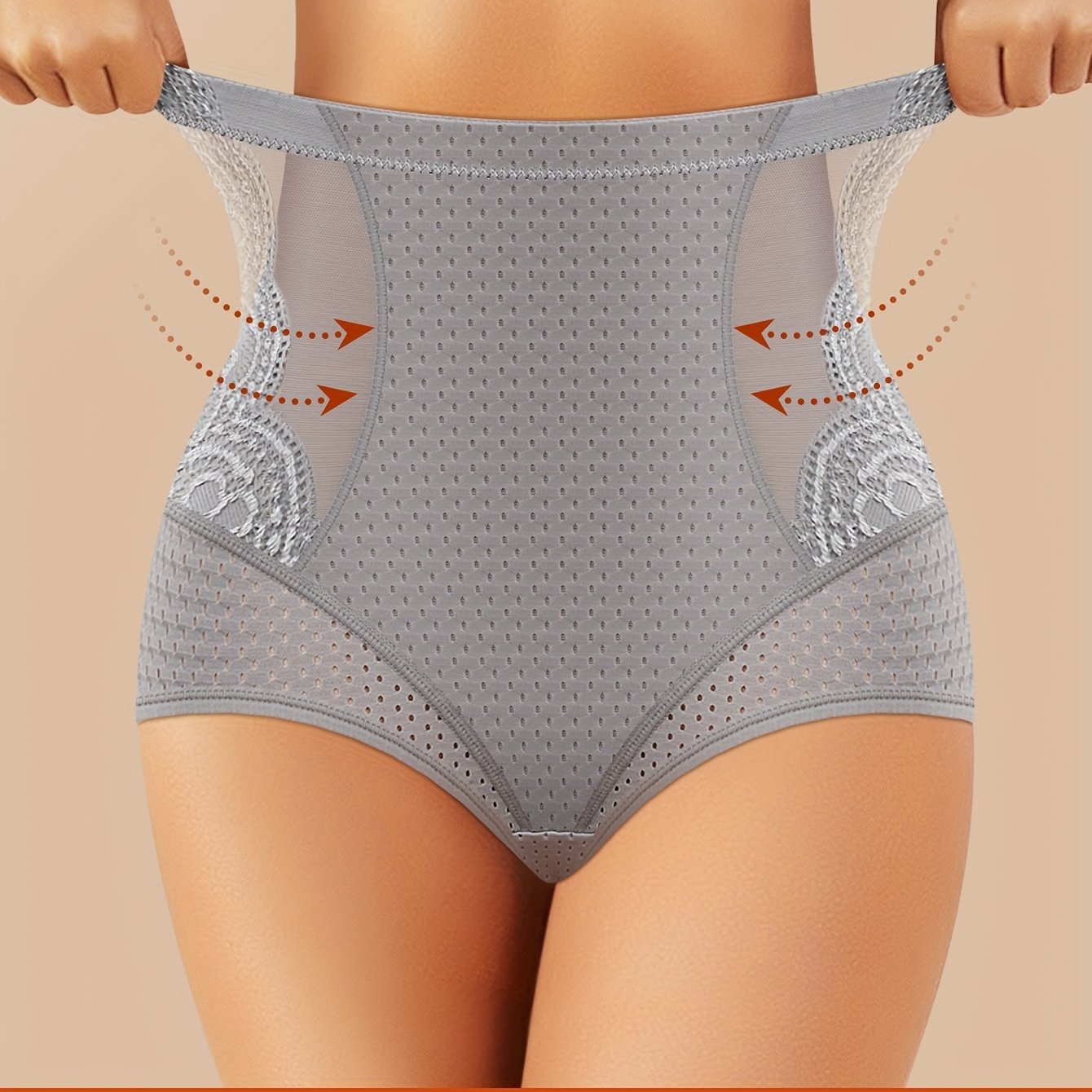 MIOTAN Women's High-Waisted Tummy Control Underwear - Tuck & Lift Butt Lifting Shaping Panties, Breathable All-Season Solid Color Triangle Briefs (No Bulk), High Elegant Everyday & Special Occasion Panties for Sensitive Beige