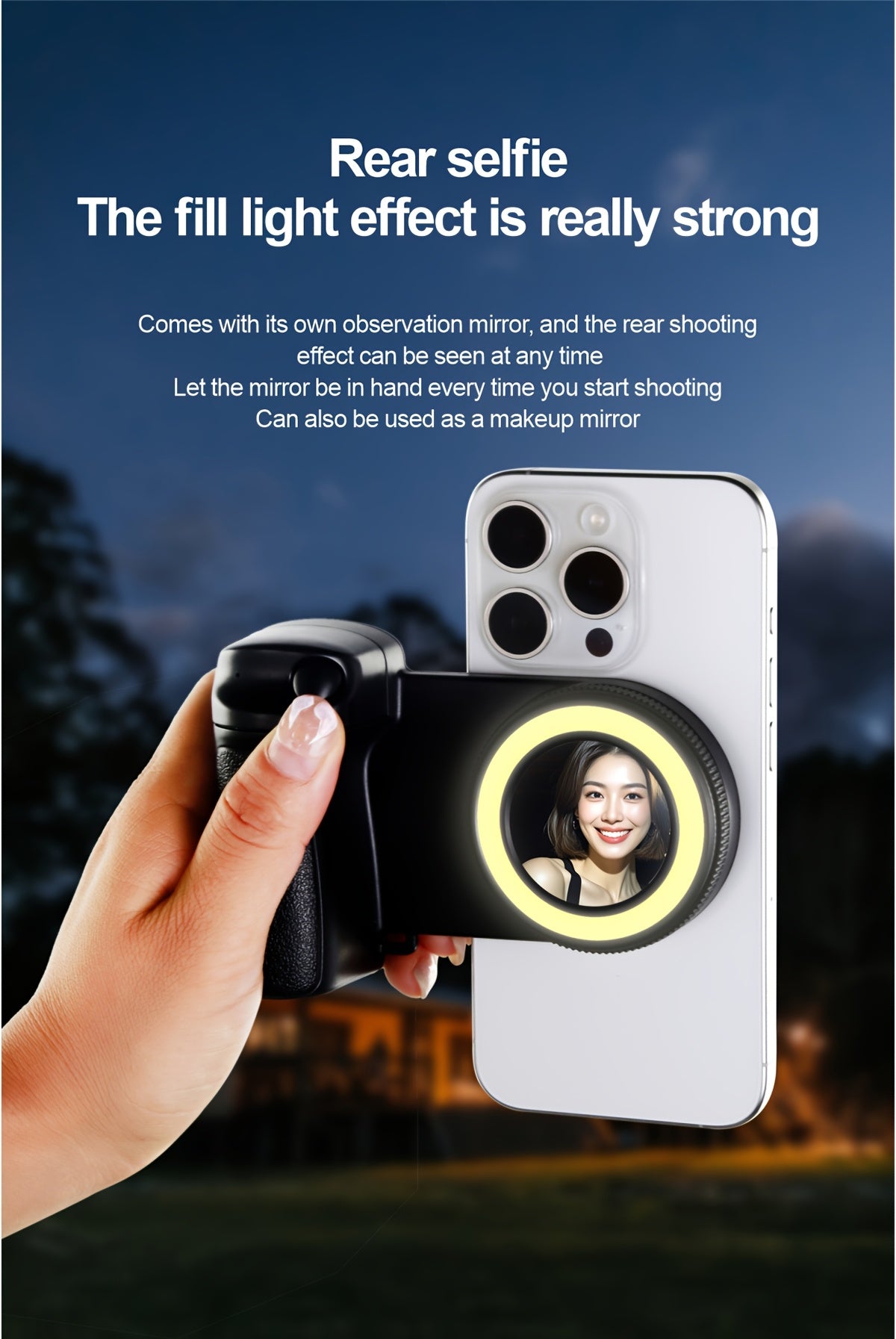 Suporte de Câmara para Telemóvel com Controlo Remoto Magnético 360° e Luz Integrada