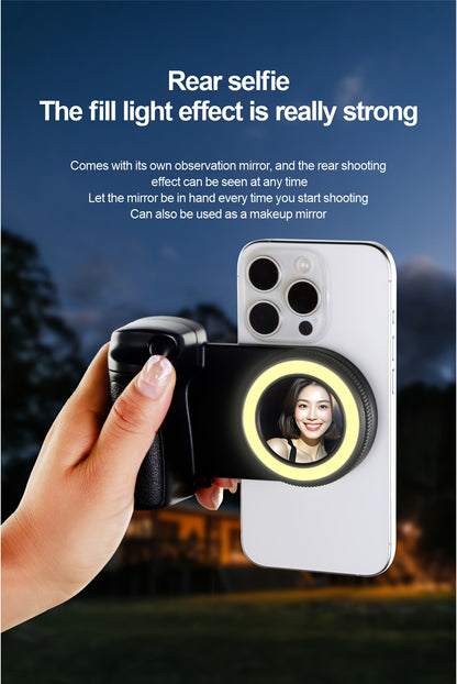 Suporte de Câmara para Telemóvel com Controlo Remoto Magnético 360° e Luz Integrada