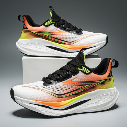 Unisex Classic Low-Top Sneakers - Breathable Fabric & EVA Cushioned Sole, Geometric Letter Print Design for Hiking, Running, Casual Streetwear - All-Season Comfort, Hiking Shoes, Outdoor Sports Footwear, Modern Sneakers, Dura