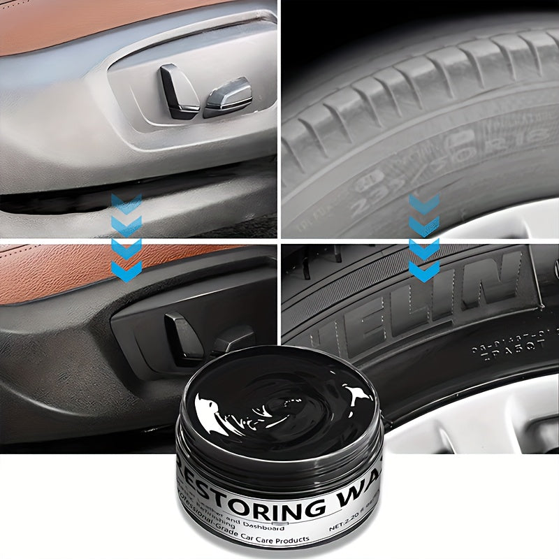 65ml  Interior Renovation Wax & Plastic Parts Renewal Interior Shine Wax, Tire Protector, Black Vehicle Yellowing Repair with Nano Crystal Coating Effective Scratch Removal & Restorative Formula for Long-Lasting Shine