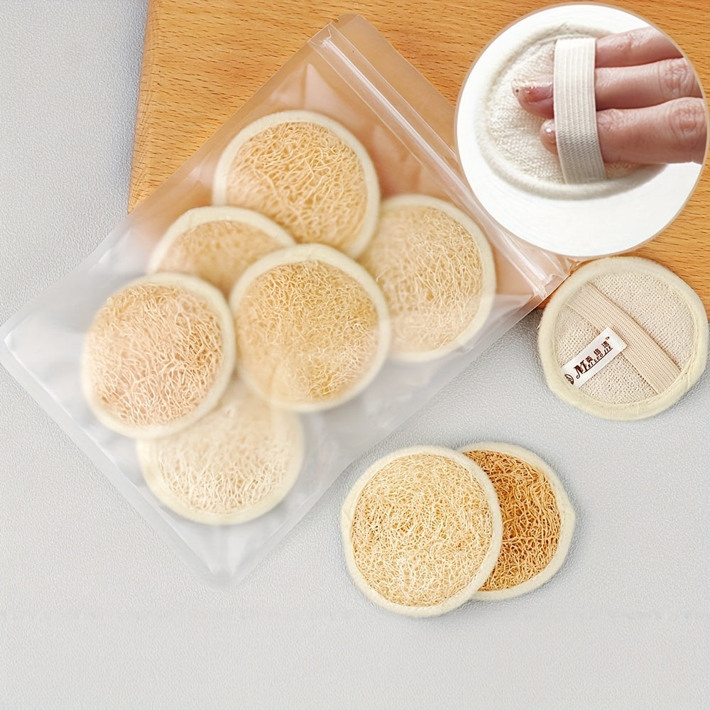 6pcs/10pcs/Bulk Buy Natural Loofah Facial Sponge - Deep Cleanse, Exfoliating Makeup Remover Cleansing Towel